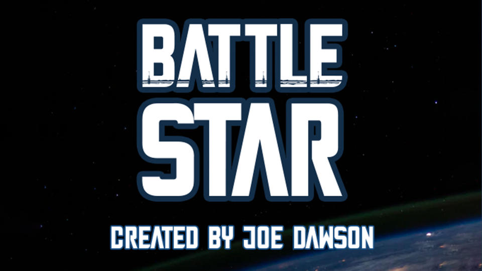 A shot of the Battle Star font on a space background