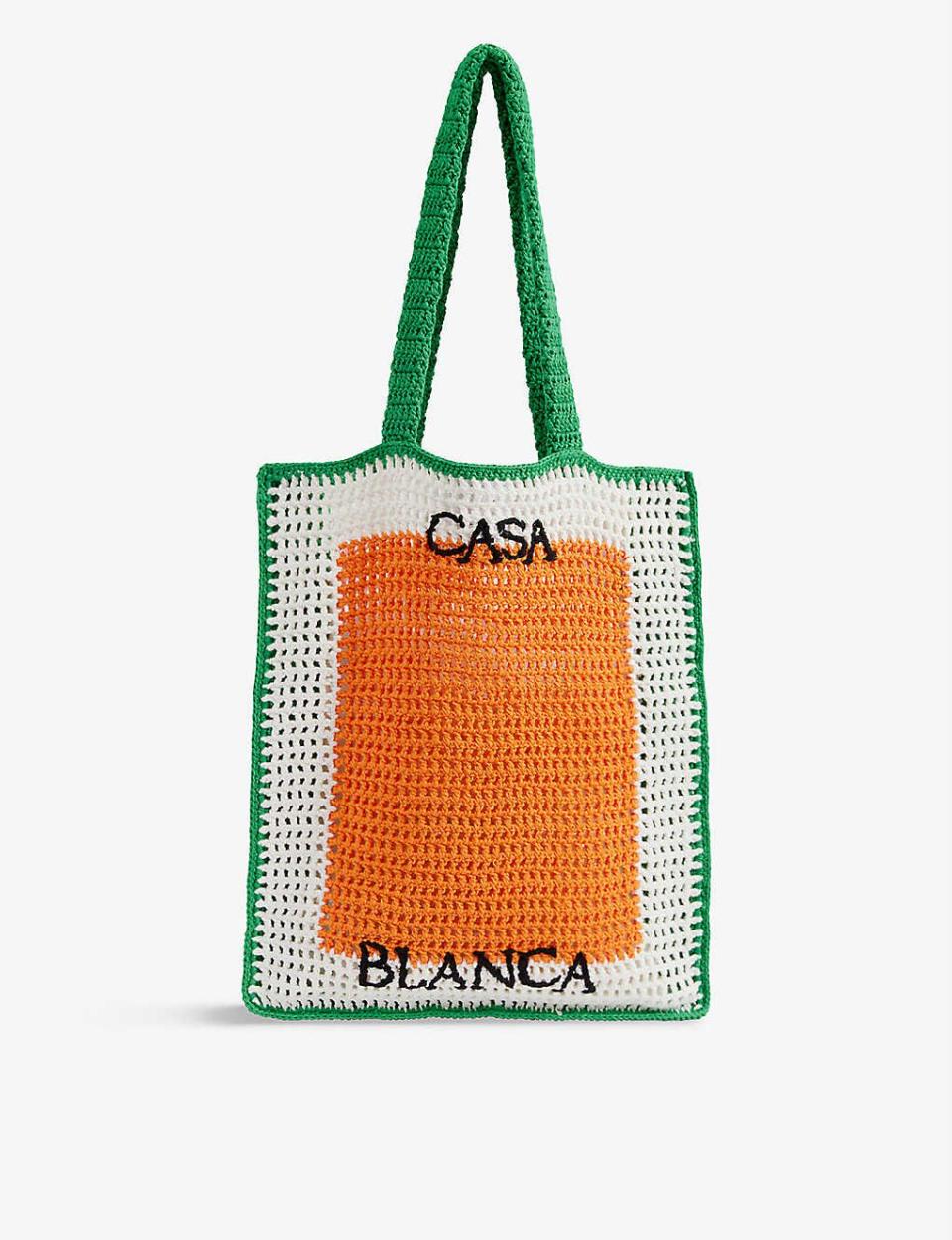 8) Casablanca Logo Detailed Crochet Tote Bag