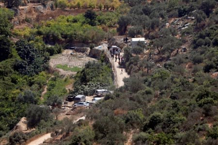 View shows the scene of an attack near the Jewish settlement of Dolev in the Israeli-occupied West Bank