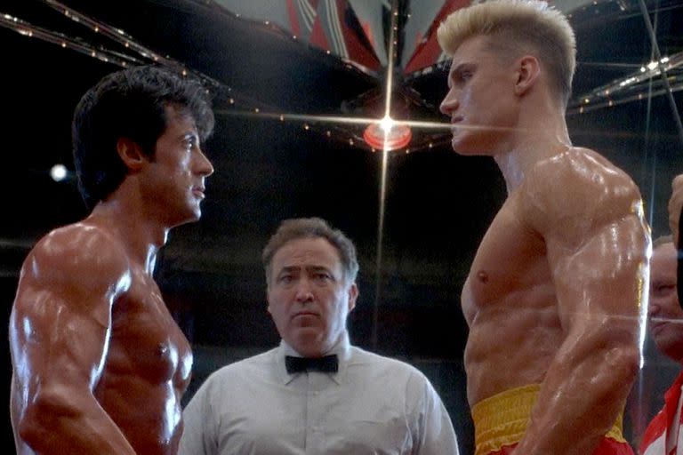 Sylvester Stallone y Dolph Lundgren en Rocky IV