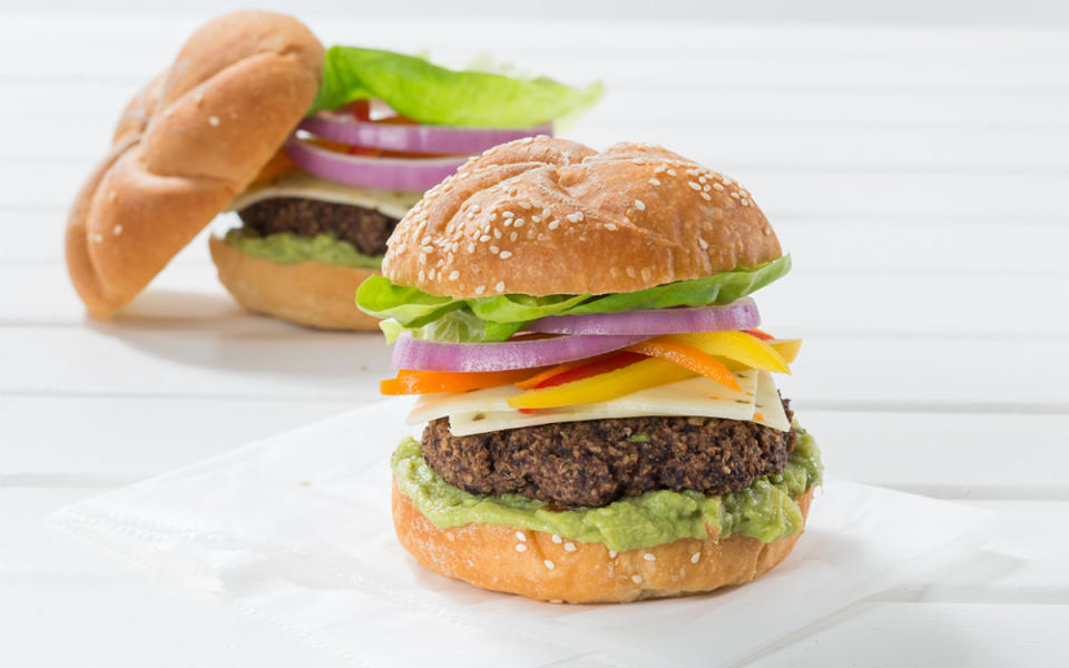 <p>Mark Boughton Photography</p><p>A great way to cut back on red meat, please vegetarians or simply enjoy a great burger on the cheap! </p><p><strong>Cost: $14.68</strong></p><p><strong>Get the recipe: <a href="https://parade.com/842698/communitytable/hummus-black-bean-burgers/" rel="nofollow noopener" target="_blank" data-ylk="slk:Hummus Black Bean Burgers;elm:context_link;itc:0;sec:content-canvas" class="link ">Hummus Black Bean Burgers</a></strong></p>