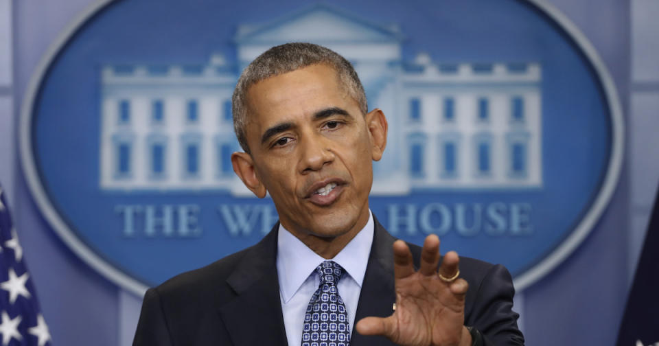 Obama speaking at his final presidential news conference in the White House (Copyright: AP/REX/Shutterstock)