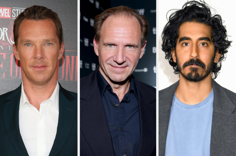 benedict cumberbatch, ralph fiennes, and dev patel