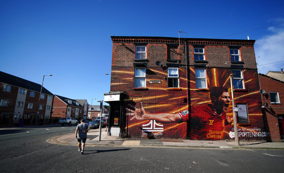 <p>A new Steven Gerrard mural on a wall near Anfield painted by John Culshaw before the UEFA Champions League, Group B match at Anfield, Liverpool. Picture date: Wednesday September 15, 2021.</p>
