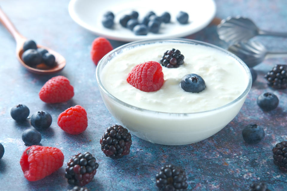 Greek yogurt and skyr with berries