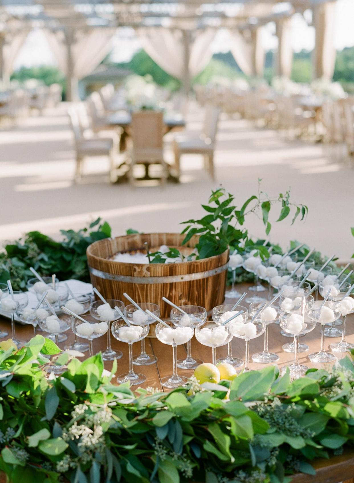 rows of sorbet in glass goblets