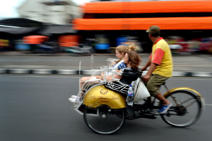 Joy ride: A rickshaw ride allows visitors to explore Jl. Malioboro further and discover some unique places around the street. (