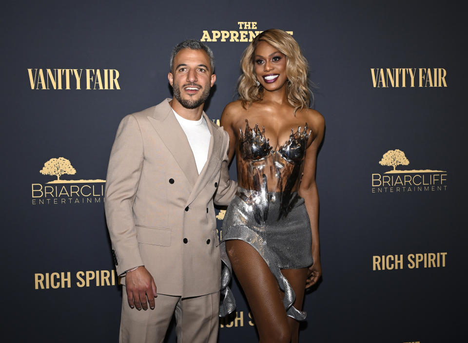 James Shani and Laverne Cox at the New York premiere screening of “The Apprentice” held at the DGA Theater on October 8, 2024 in New York City.