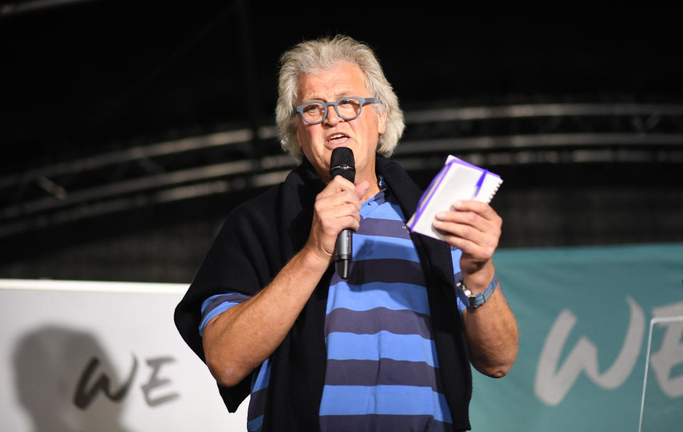 Founder and Chairman of Wetherspoon Tim Martin speaks during the Brexit Party's 'We Are Ready' event at Colchester United Football Club in Essex. (Photo by Stefan Rousseau/PA Images via Getty Images)