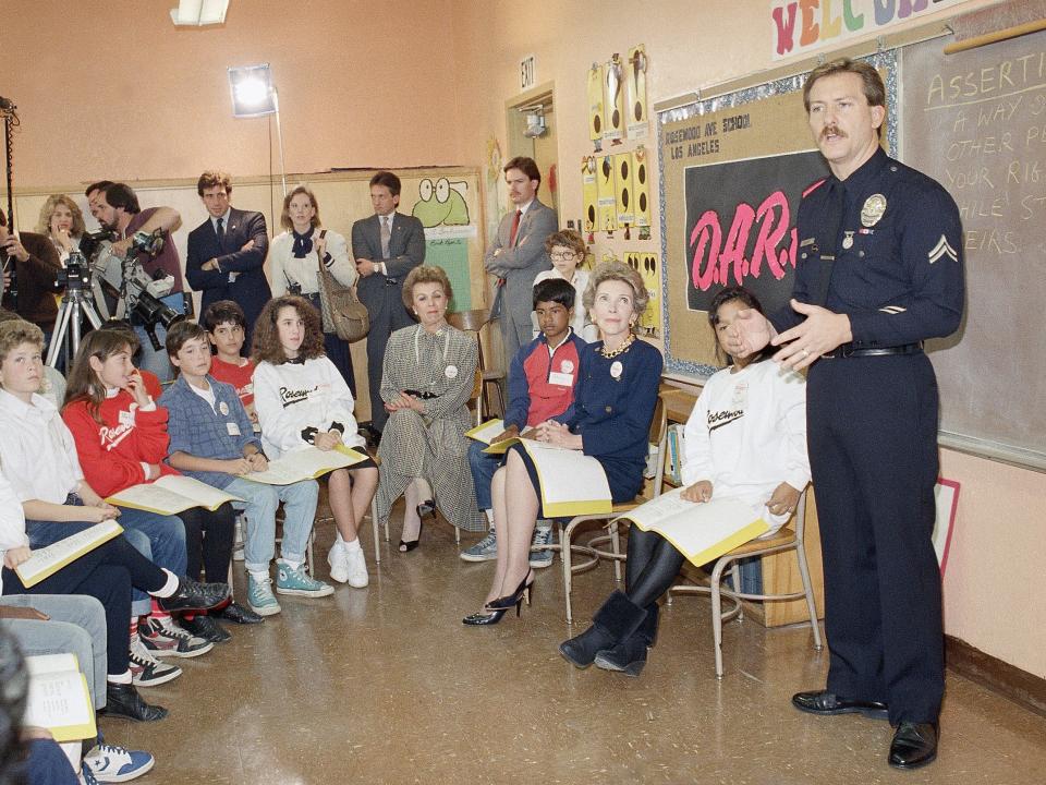 A police officer speaks about Project D.A.R.E. in 1987