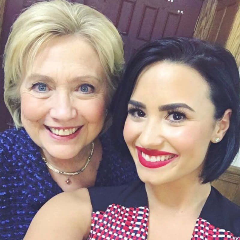 Hillary Clinton with Demi Lovato