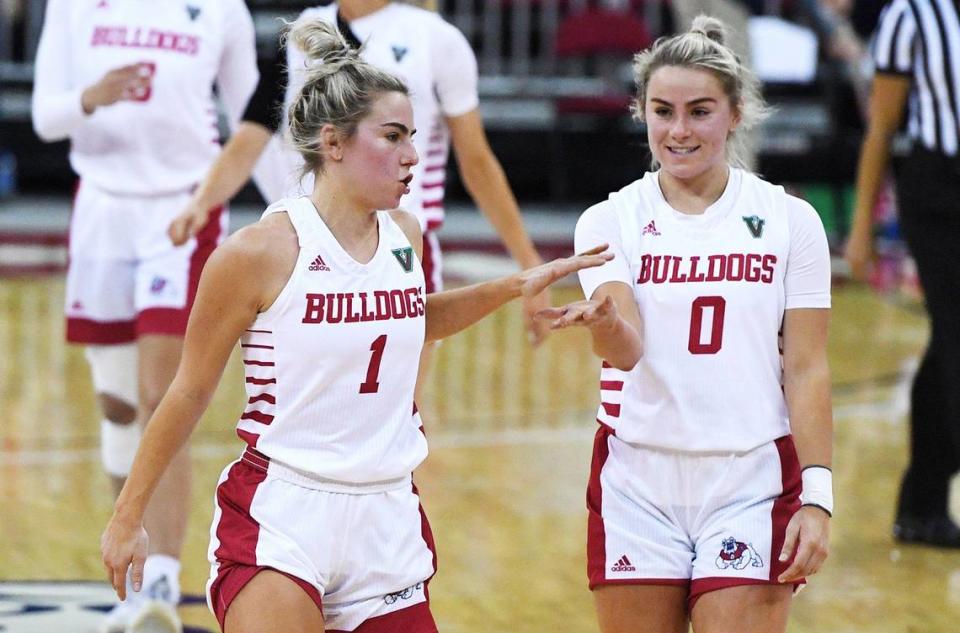 Haley Cavinder, left, and Hanna Cavinder, right, transferred from Fresno State to Miami.