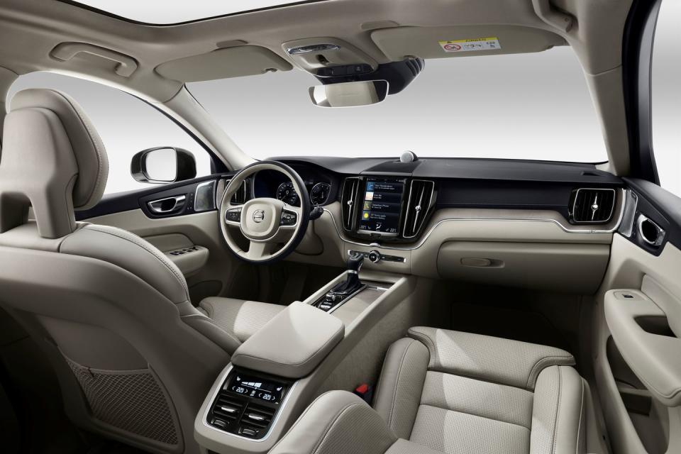 <p>The XC60's is one of the more luxurious cabins you’ll find in this segment, blending high-end materials with cutting edge technology and ample passenger room. Its standard 9.0-inch Sensus touchscreen interface offers Apple CarPlay and Android Auto connectivity along with optional WiFi and navigation. Cargo space is about average for the segment, but standard automatic emergency braking and lane keeping assist put it toward the top for safety.</p>