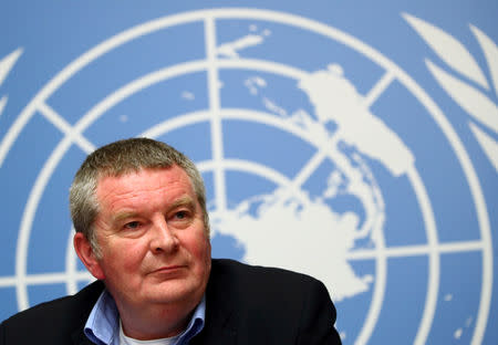 FILE PHOTO: Mike Ryan, emergencies chief at the World Health Organization (WHO), attends a news conference on the Ebola outbreak in the Democratic Republic of Congo at the U.N. headquarters in Geneva, Switzerland May 3, 2019. REUTERS/Denis Balibouse