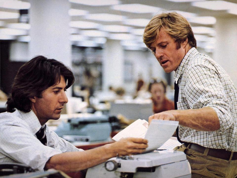 Dustin Hoffman (left) and Robert Redford (right) star in ‘All the President’s Men’. Goldman was initially doubtful that politics would play well at the box office (Rex)