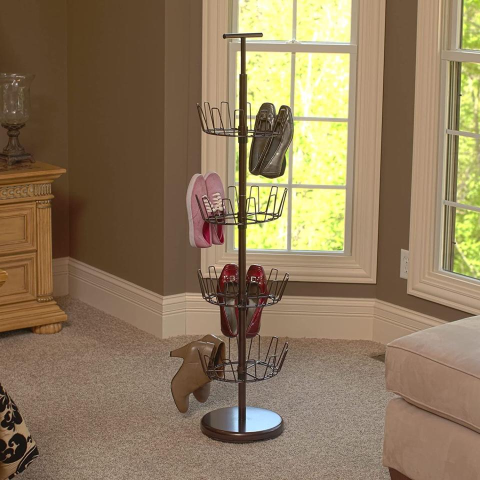 19) Four-Tier Adjustable Revolving Shoe Rack