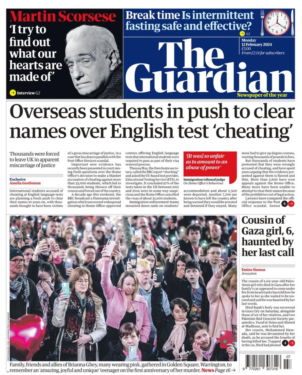 The headline on the Guardian reads: Overseas students in push to clear names over English test 'cheating'