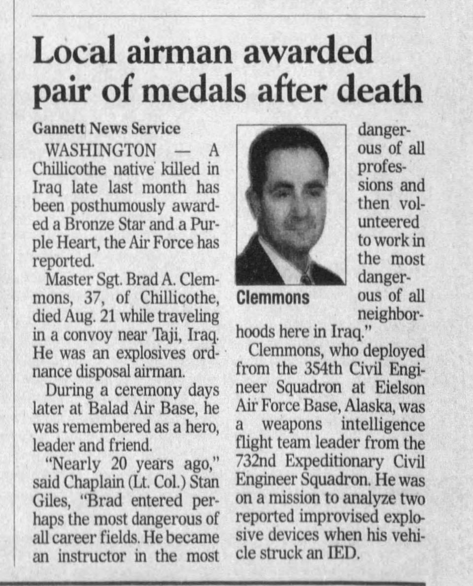 An article about Master Sgt. Brad A. Clemmons.