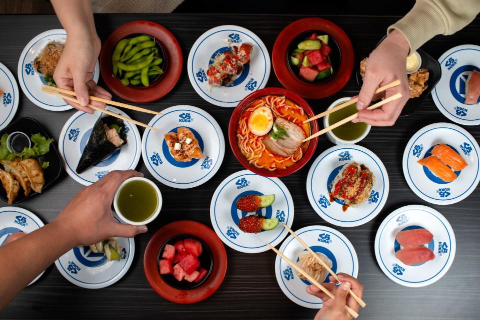 The regular menu at Kura Sushi includes 130 dishes free of artificial sweeteners, seasonings, preservatives and colorings.
