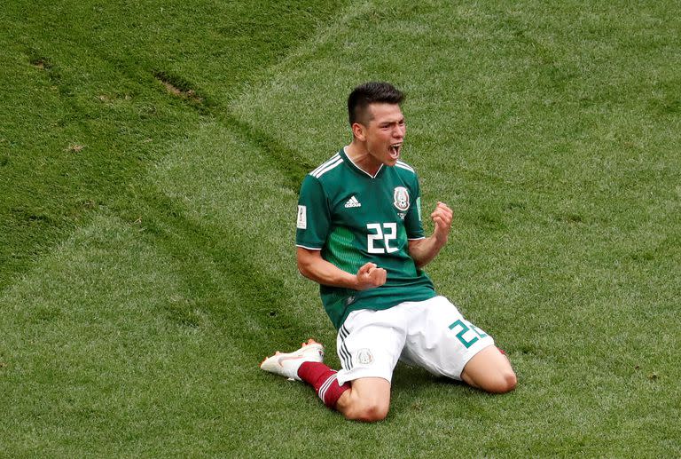 La celebración de Lozano, autor del gol de la victoria de México