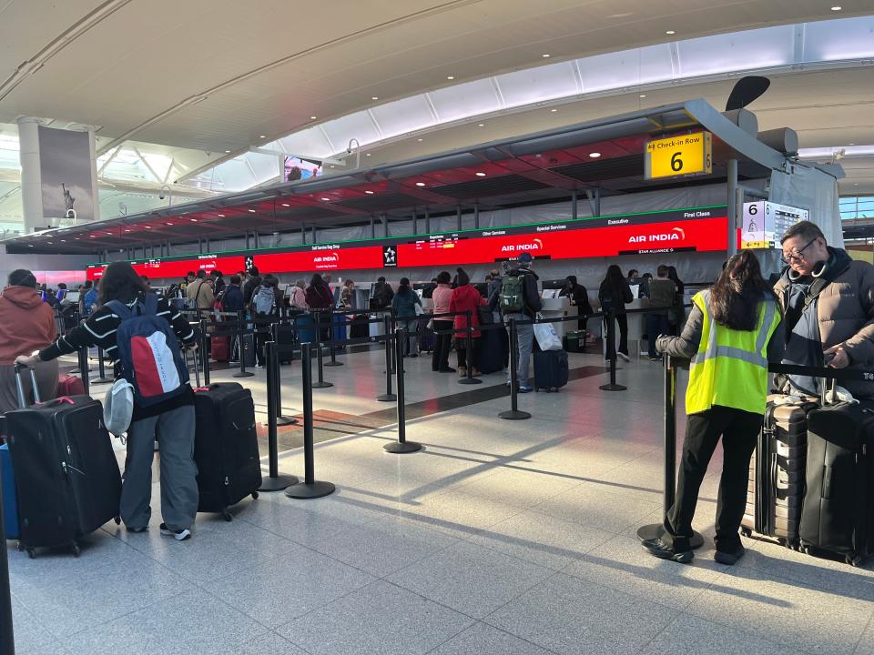 Air India check-in at JFK.