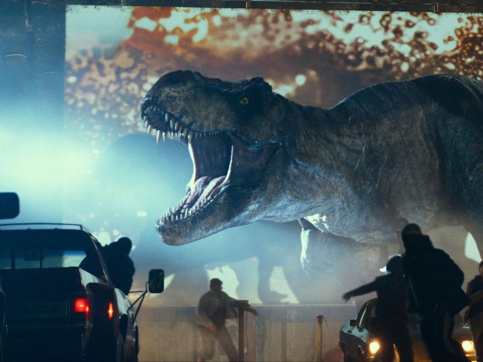 T. rex in Jurassic World Dominion prologue