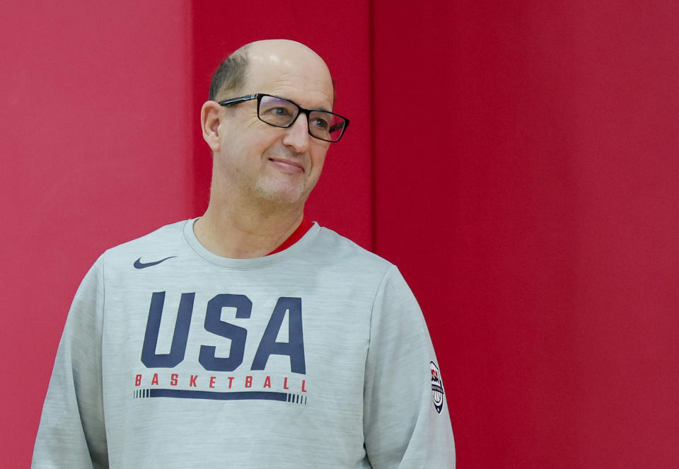 LAS VEGAS, NEVADA - AUGUST 03: Jeff Van Gundy attends a practice session during the USA Men's National Team training camp at the Mendenhall Center at UNLV as the team gets ready for the FIBA Men’s Basketball World Cup on August 03, 2023 in Las Vegas, Nevada. (Photo by Ethan Miller/Getty Images)