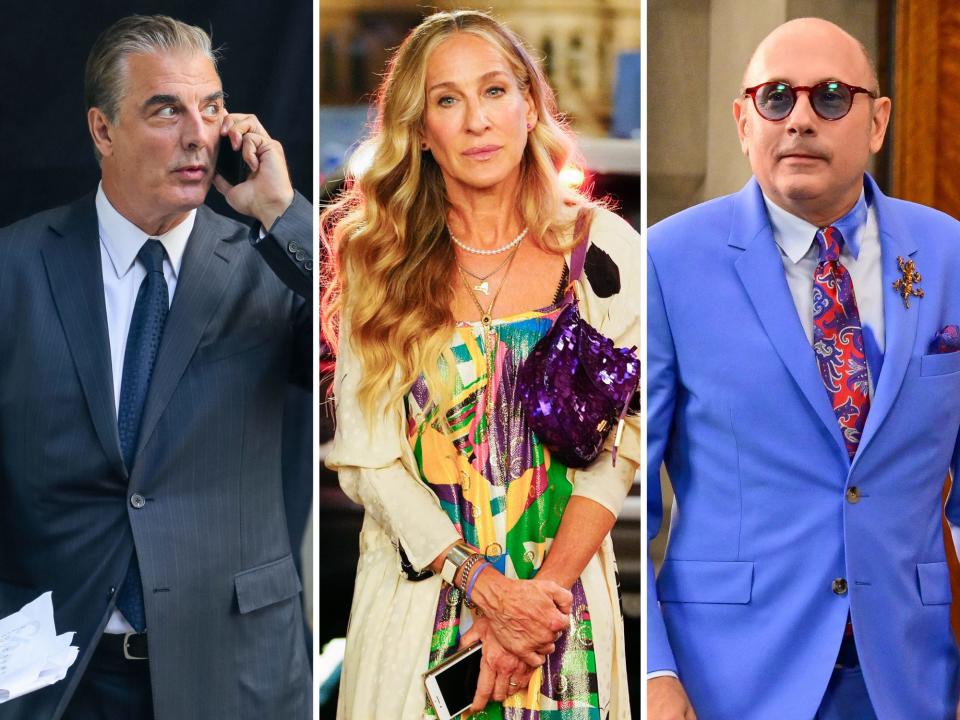 chris noth sarah jessica parker and willie garson on set of and just like that