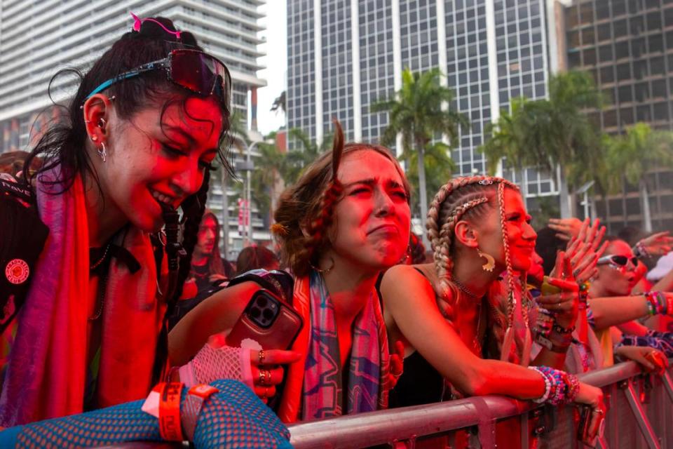 A festival goers react to the music during Day 2 of Ultra 2024 at Bayfront Park in Downtown Miami on Saturday, March 23, 2024. D.A. Varela/dvarela@miamiherald.com