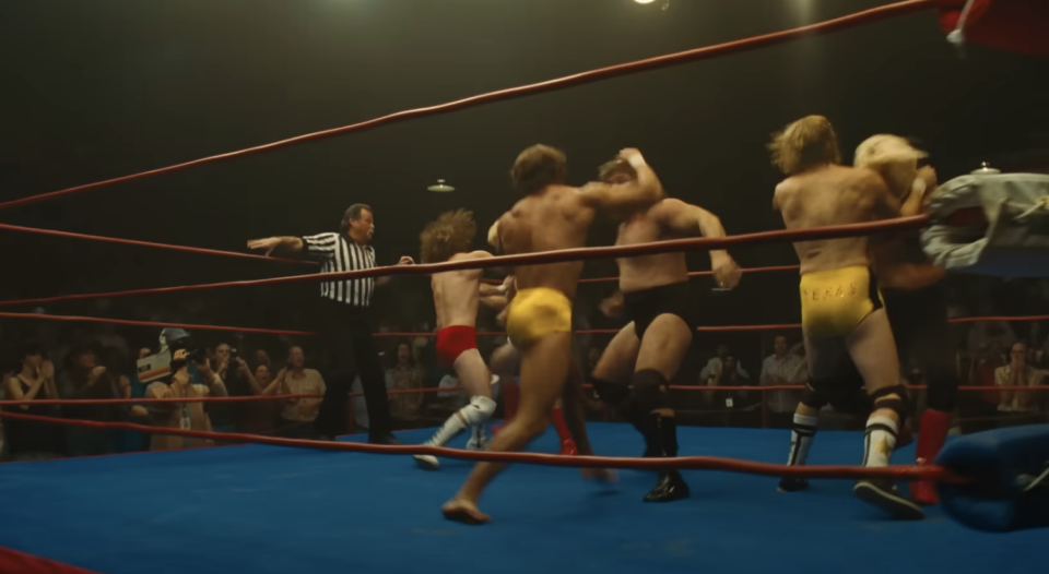 A wrestling scene from the movie