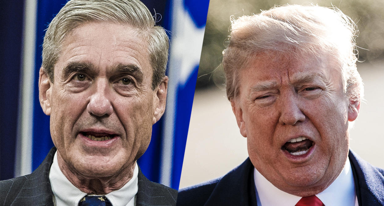 President Trump accused Robert Mueller’s team investigating Russian interference in the 2016 U.S. elections of Democratic bias. (Photos: Saul Loeb/AFP/Getty Images-Xinhua, Ting Shen via Getty Images)