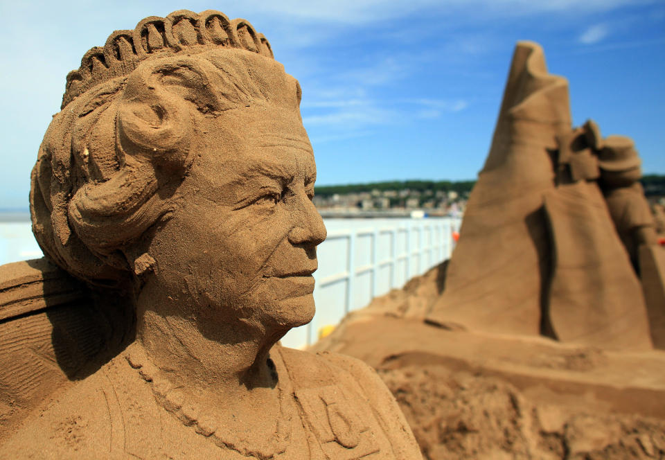 Artists Put The Finishing Touches To The Weston Super Mare Sand Sculptures