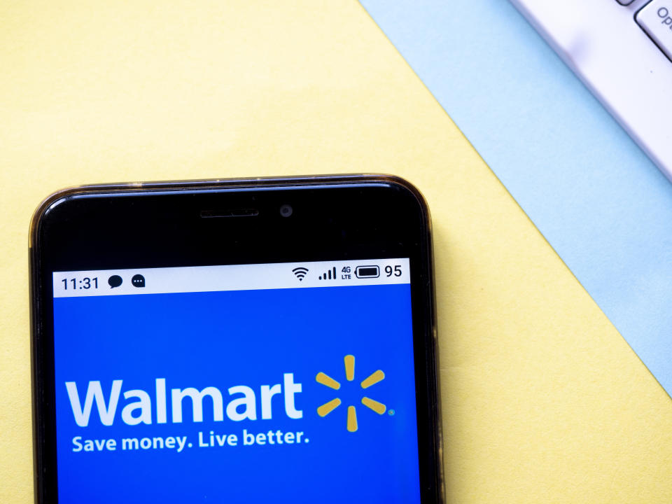 UKRAINE - 2020/03/15: In this photo illustration a Walmart logo seen displayed on a smartphone. (Photo Illustration by Igor Golovniov/SOPA Images/LightRocket via Getty Images)