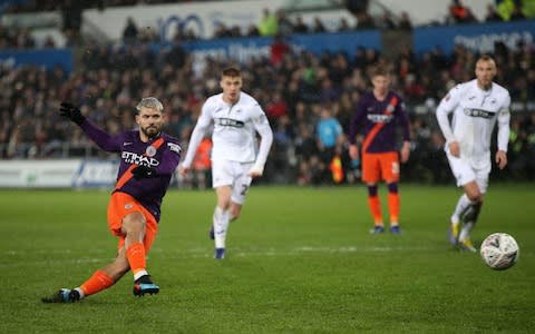 Sergio Aguero penalty goal - Credit: PA