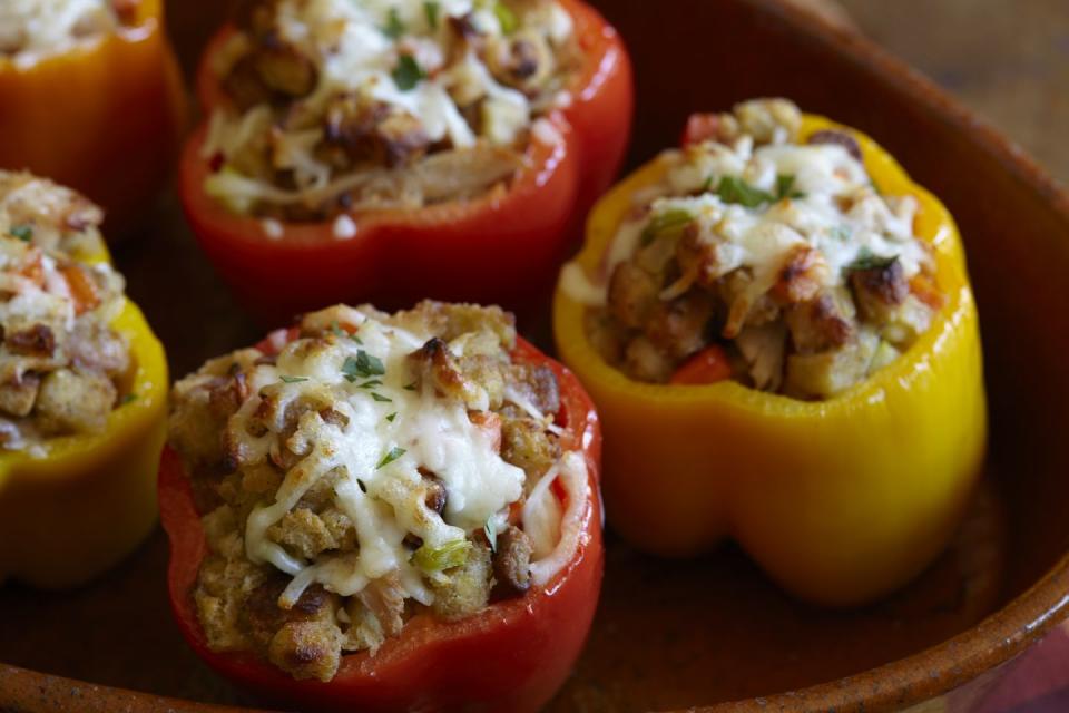 Leftover Turkey and Stuffing Stuffed Peppers