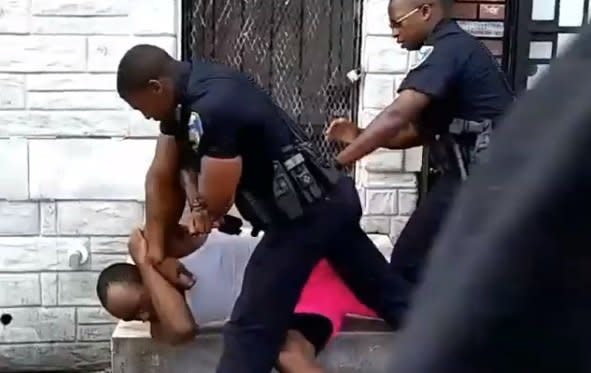 Baltimore police officer punches civilian: Instagram/otm_lorkodak