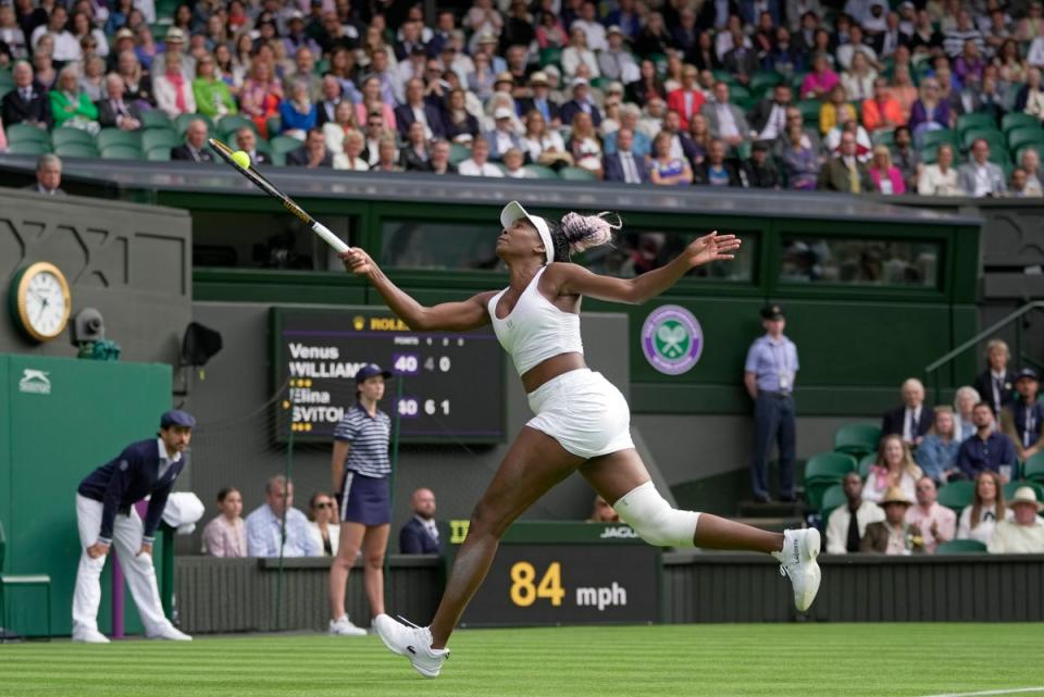 Venus Williams plays Elina Svitolina on Monday (AP)