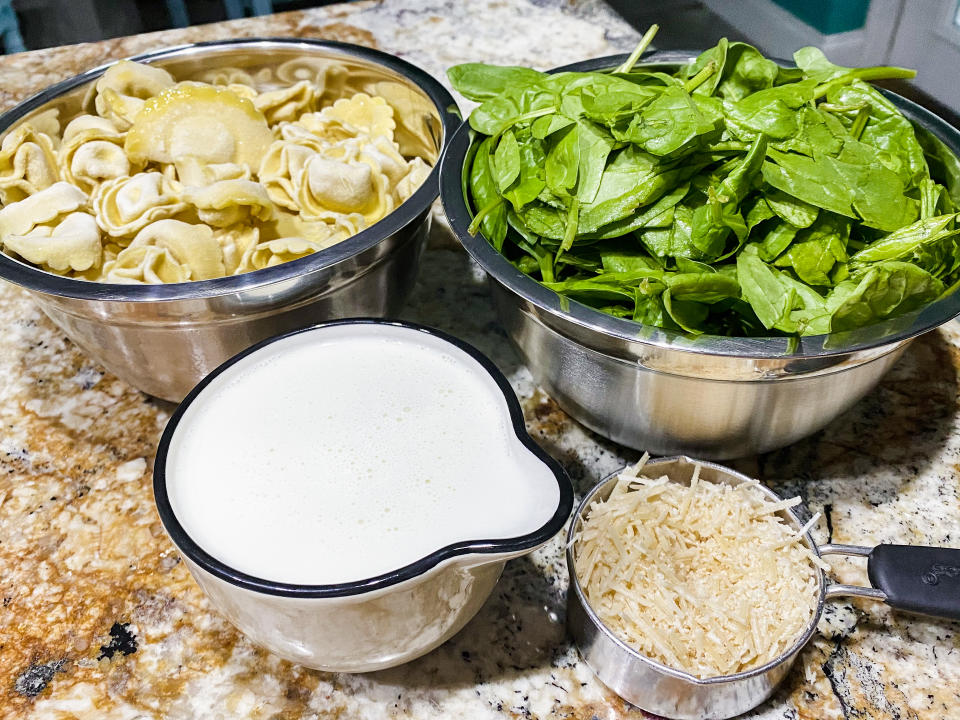 Thickening ingredients like Parmesan, half-and-half and tortellini get added to the slow cooker for the last ten minutes of cooking. (Terri Peters/TODAY)