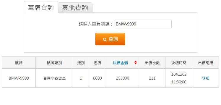 ▲實際到監理站官網查詢，該塊「BMW-9999」的車牌要價25萬3千元。（圖/監理站官網）