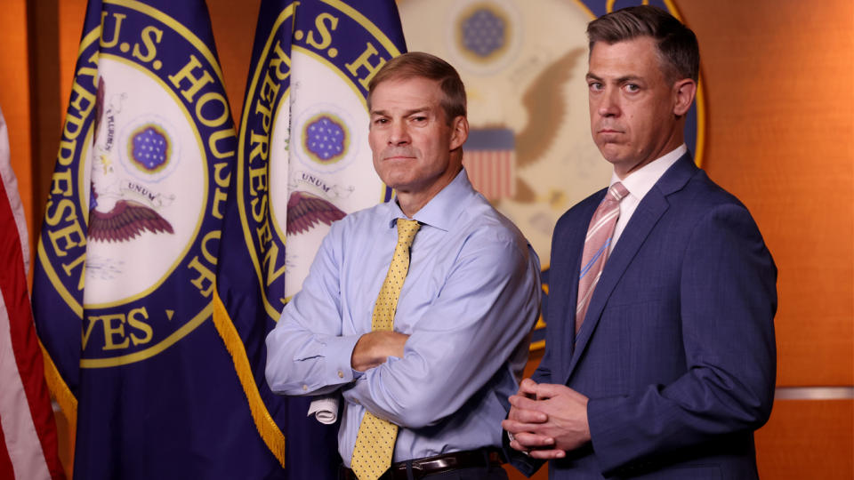 Jim Jordan, left, and Jim Banks