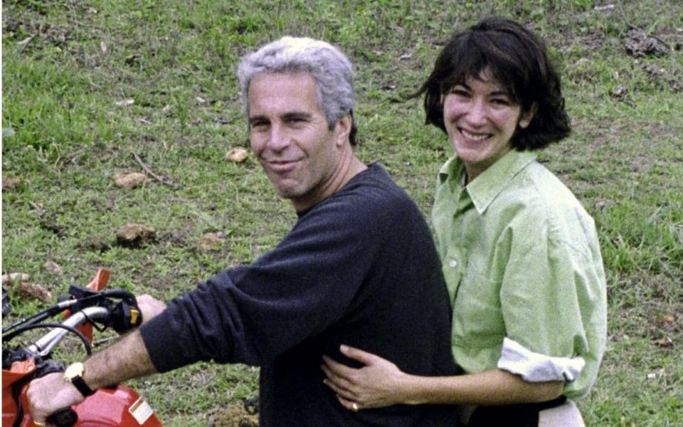 A photo depicts Epstein and Ms Maxwell when they were younger - PA