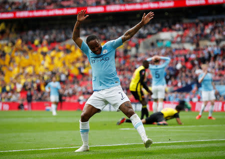 Soccer Football - FA Cup Final - Manchester City v Watford - Wembley Stadium, London, Britain - May 18, 2019 Manchester City's Raheem Sterling reacts REUTERS/David Klein