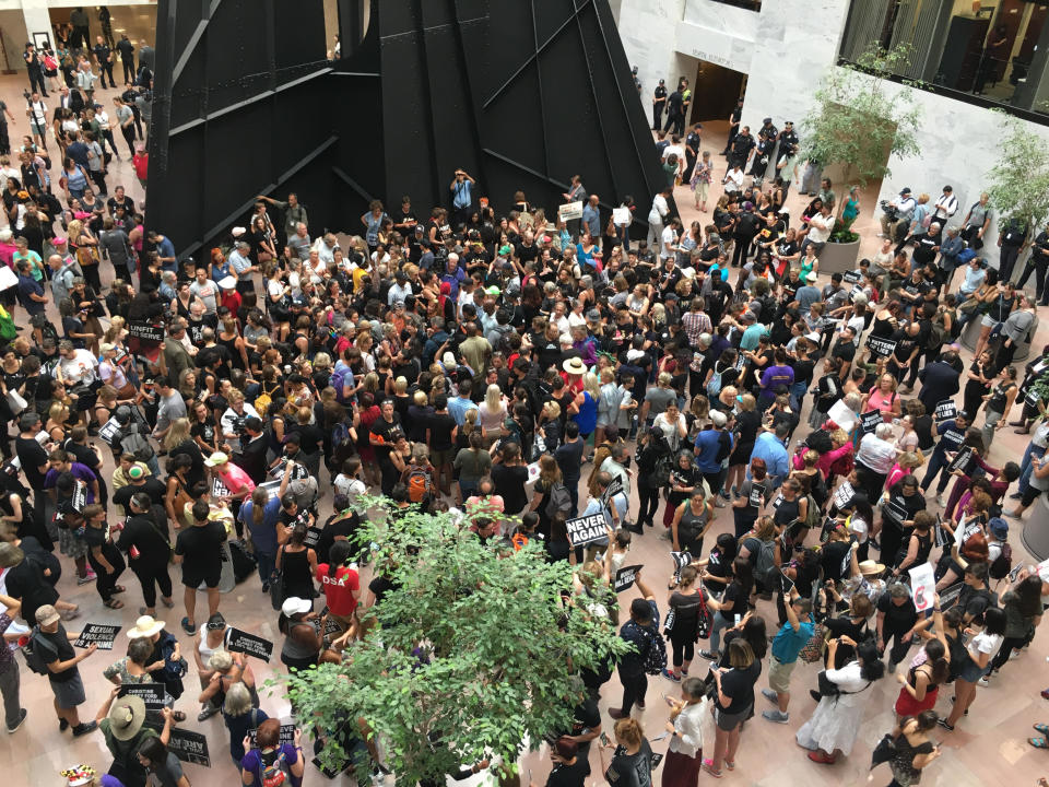 Protesters fill the Hart Senate Office Building, where arrests were being made for civil disobedience. (Photo: Courtesy of Caitlin Gaffin)