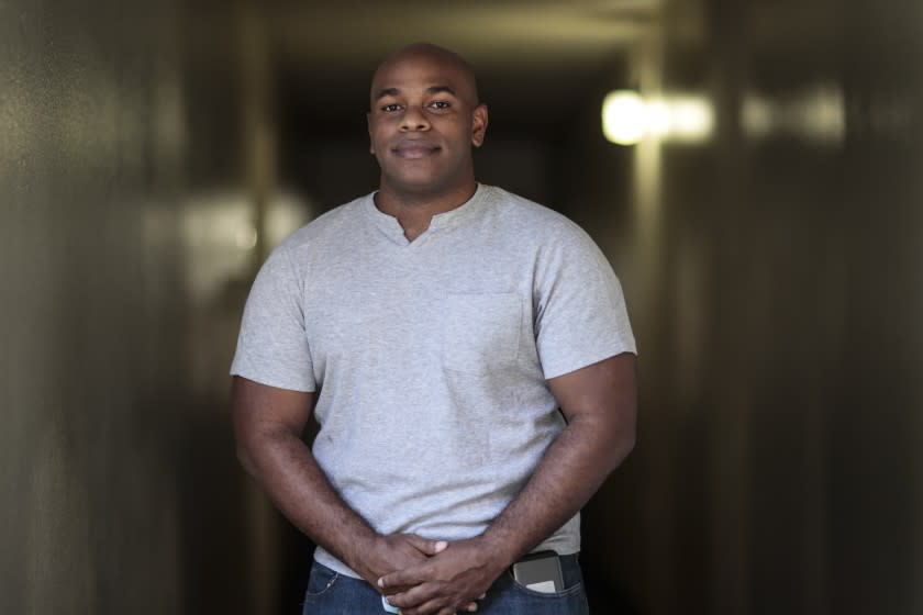 West Covina, CA, Wednesday, June 2, 2021 - LAPD Officer Michael Silva at home. Silva, who is Black, said many Black officers are tired and feel like no one understands or will listen to their perspective as a time when Black Lives Matter is seen as the enemy and many in those groups see the police as the enemy. (Robert Gauthier/Los Angeles Times)