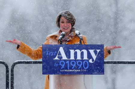 U.S. Senator Amy Klobuchar declares her candidacy for the 2020 Democratic presidential nomination in Minneapolis, Minnesota, U.S., February 10, 2019. REUTERS/Eric Miller