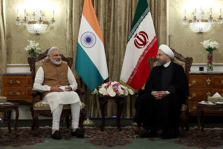 Iran's President Hassan Rouhani (R) meets India's Prime Minister Narendra Modi in Tehran, Iran May 23, 2016. President.ir/Handout via REUTERS