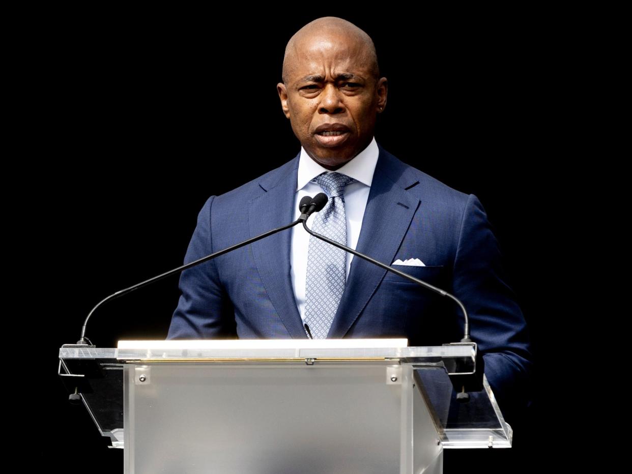 New York City Mayor Eric Adams speaks at the ribbon-cutting ceremony for the Jackie Robinson Museum, Tuesday, June 26, 2022, in New York.