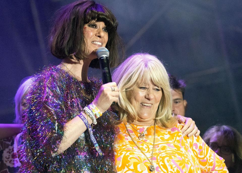 READING, BERKSHIRE, UK. 25 July 2022:  Dawn O'Porter and Christine Flack on stage at Flackstock Festival in Reading, Berkshire, England. Credit: S.A.M./Alamy Live News