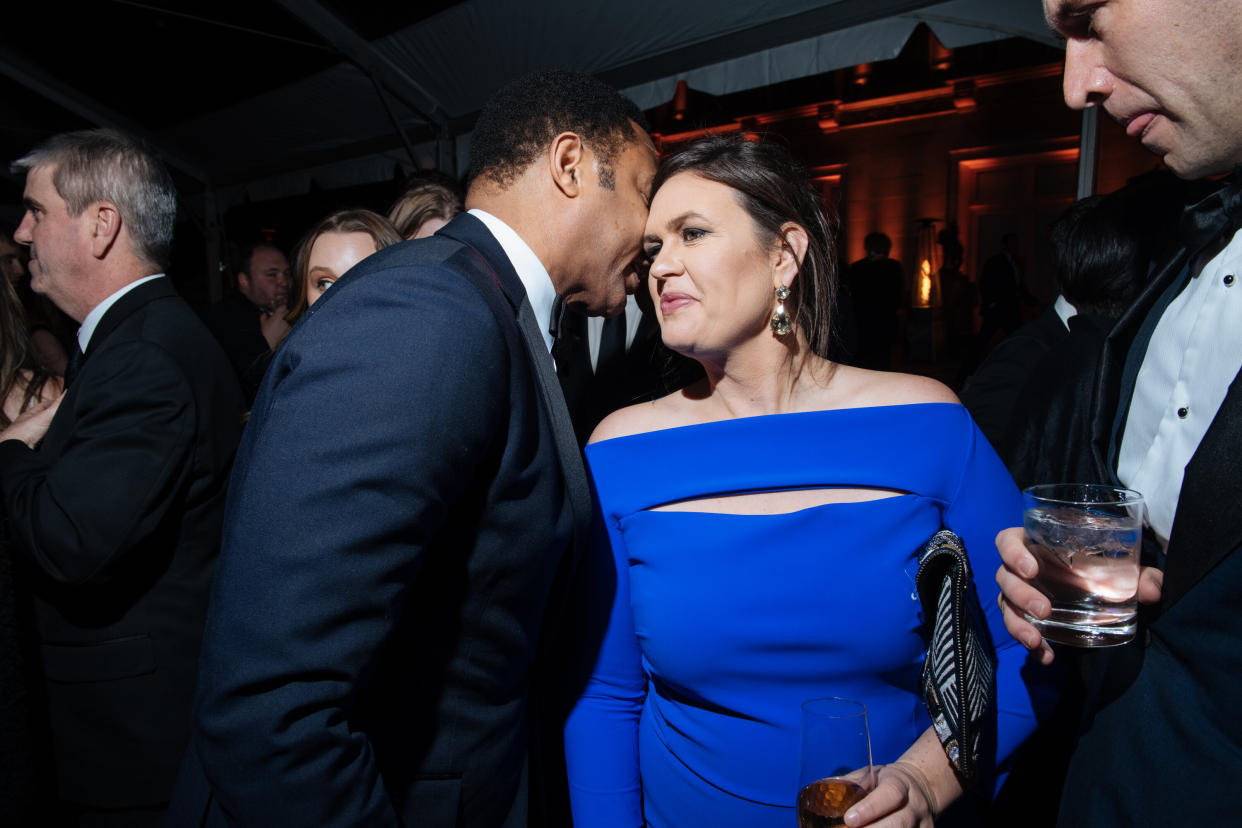 Sarah Huckabee Sanders at the 2018 White House Correspondents' Dinner. After comedian Michelle Wolf made several jokes at Sanders's expense during her remarks, several members of the press defended Sanders. (Photo: The Washington Post via Getty Images)