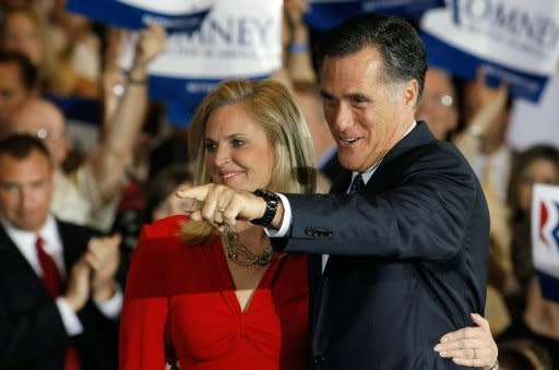 Republican presidential candidate Mitt Romney and his wife Ann Romney celebrate victory in the Illinois primary March 20, in Schaumburg, Illinois. Accused of waging "war against women," Republicans are fighting back, defending their record to avoid losing the battle for women's votes in November's general elections